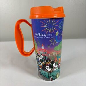 Walt Disney World Refillable Mug Mickey Mouse Parks Travel Tumbler Orange Lid
